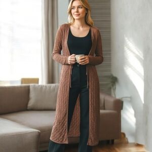 Mesh Duster Cardigan With Front Tie Detail Size Large NWOT